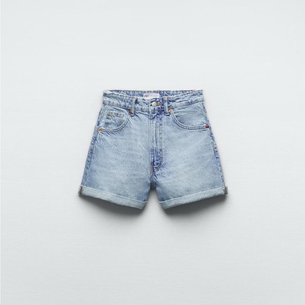 Zara TRF High Waist Mom Denim Shorts